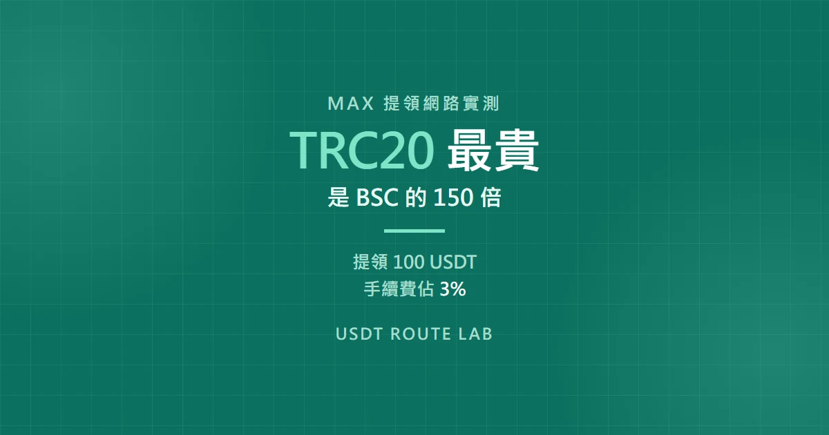 MAX 提領 USDT 走 TRC20 竟然最貴？六條網路費用實測